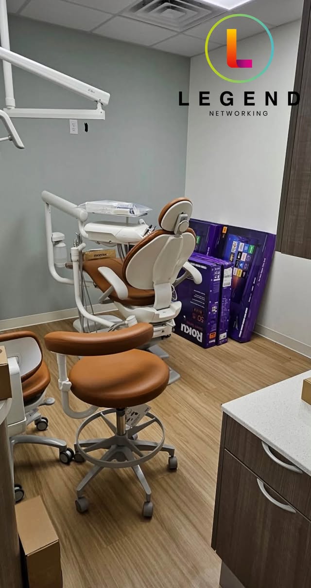Operatory equipment and unpacking during the Gainesville Dental installation.